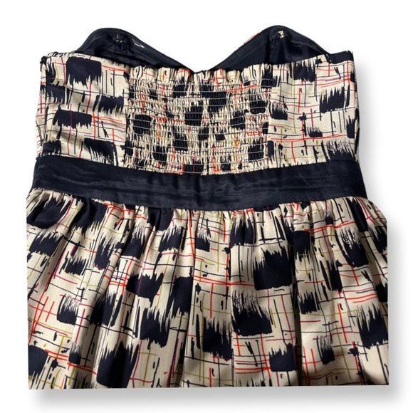 Anthropologie Navy Blue 100% Silk “Blurred Shapes Dress” by Burlapp Size 4 - Picture 4 of 8